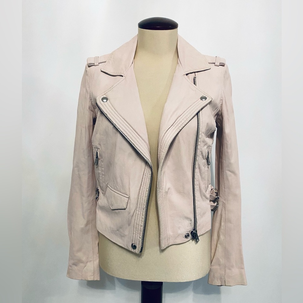 IRO Soft Pink Leather Jacket ( Distressed Style)